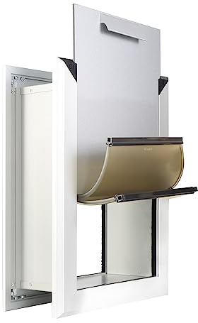 HANIML Hundetür aus Aluminium für Innen- und Außenwände, robuste Aluminium-Hundetür mit Teleskop-Tunnel, energieeffiziente Doppelklappen, Haustiertür für kleine, mittelgroße Hunde