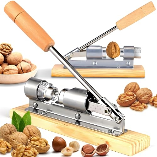 Retoo Schiaccianoci Pinze di Noce Noci Funzione Schiaccianoci Acciaio Inox Legno Design retrò Strumento di Apertura per Noci Castagne Pecan Nocciole Mandorle Macadamia