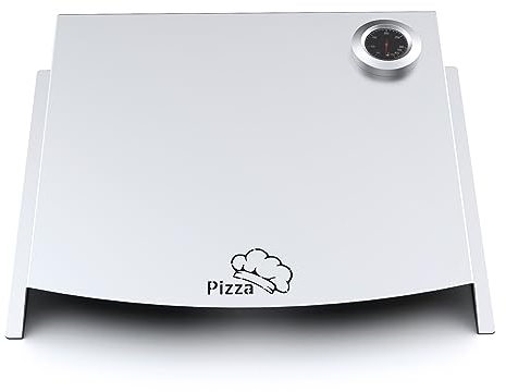 teileplus24 UP10 Pizzaaufsatz Gasgrill | Edelstahl | Thermometer | Pizza-Cover | passend für Napoleon Weber Rösle
