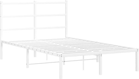 vidaXL Sängram med huvudgavel metall vit 120x190 cm, säng, metallsäng, metall sängram, sängar, metallsängar, metall sängramar, gästsäng, gästsängar