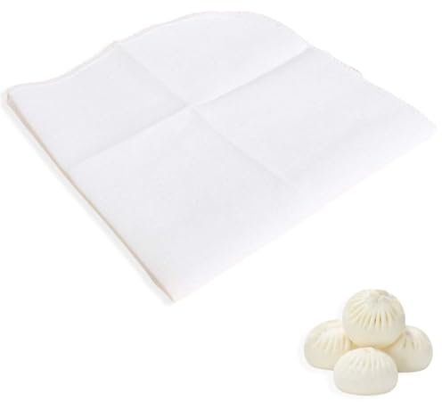 Lot De 2 Doublures De Cuiseur Vapeur En Tissu De Coton,Tapis De Cuisson à Vapeur Réutilisable,Tampon Antiadhésif Blanc, Papier Dim Sum,Cuiseur Vapeur, Tissu De Cuisson,2 Morceaux Cuisine Vapeur Maille