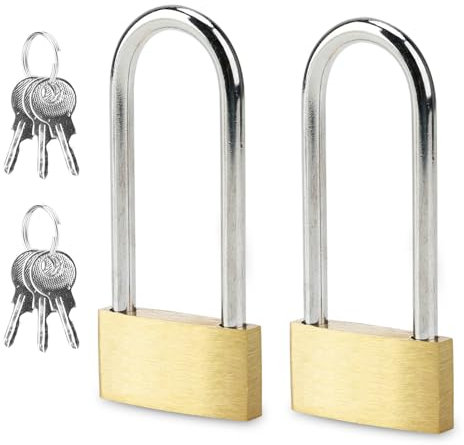2 candados con llaves, grillete largo resistente de 40 mm, candado de alta seguridad para exteriores, cerradura de acero inoxidable para cobertizo, almacén, garaje, jardín, puerta, maleta, color