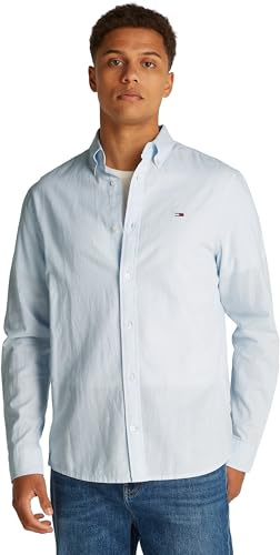 Tommy Jeans Tjm Reg Linen Blend LS Shirt Ext, Camicia L/S Uomo, Blu (Sweet Blue), M