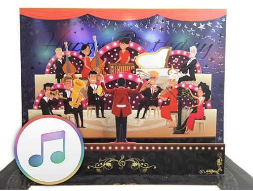 3D Pop-up Geburtstagskarte mit Musik & Licht – Orchester-Version Happy Birthday – Farbiges Lichtspiel – Hochwertige Grußkarte für besondere Geburtstagsgrüße