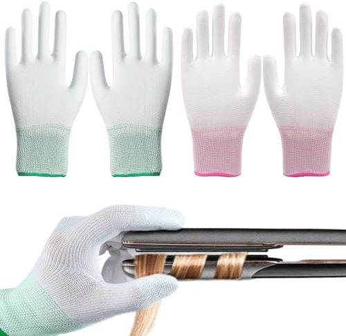 LUFFLOK 2 Pezzi Guanti Resistenti al Calore, Guanto Termico per lo Styling dei Capelli, Protezione dal Calore per Ferro Arricciacapelli, Piastra a Vapore per Capelli e Arricciacapelli, Rosa e Verde