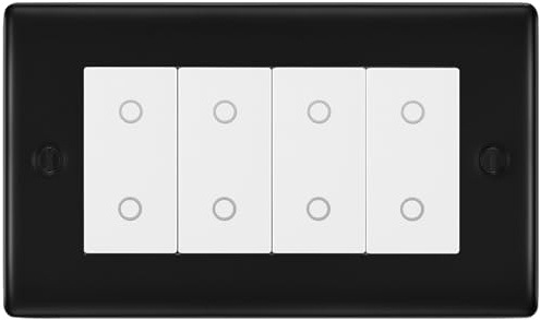 BG Nexus Matt Black Quad Master Touch Dimmer Switch White Inserts NFBTDM4W