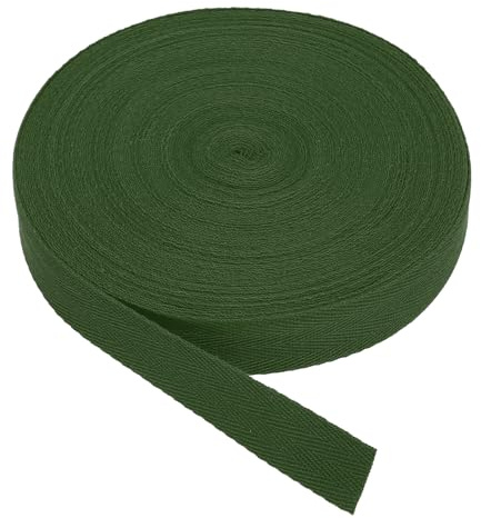 PATIKIL Cinta De Sarga De Algodón 1 Pulgada 25 Yardas Cinta De Algodón Cinta De Ribete De Sesgo Tela De Sarga Espiga Para Coser Envolver Regalos Manualidades DIY Verde Militar