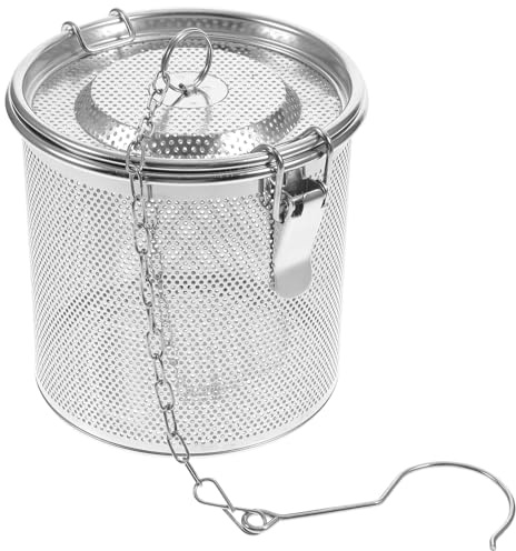 SAFIGLE Colador de Especias de Acero Inoxidable con Cadena y Gancho Cesta Separadora de Condimentos Práctica para Cocina Filtro Multiusos para Infusión de Té y Salsa Resistente la