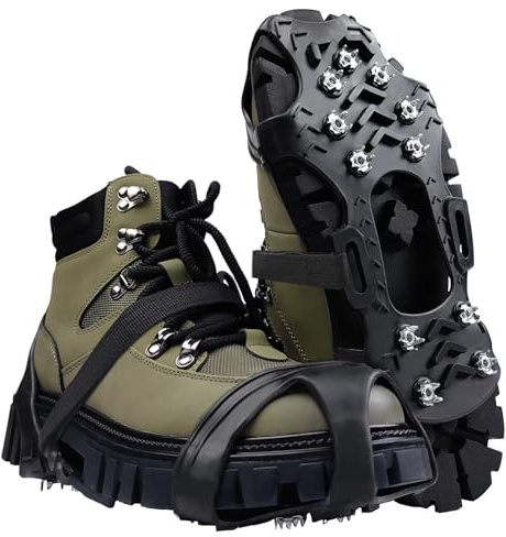 Crampons pour Bottes de randonnée,Crampons Neige Chaussures Antidérapants,Alpinisme À Neige Glace,Anti Slip Crampon de Neige,pour Le Jogging,l'escalade et la randonnée (S)