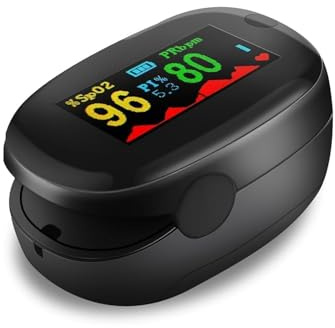 Oxymetre de Doigt Professionnel, Saturometre Oxymetre, Moniteur de Fréquence Cardiaque mit Écran LED Mesure SpO2 et PR, Convient aux Enfants, Adultes, Personnes âgées, Adeptes des Sports Extrêmes
