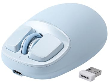 YUNZII C1 Silikon Trådlös mus, 4800 DPI Optisk Spårning, 6 Justeringsnivåer, Tri-Läge 2,4G/USB-C/Bluetooth-mus,Anpassningsbar Mus för Bärbar dator, dator, iPad, MacBook (Blå)
