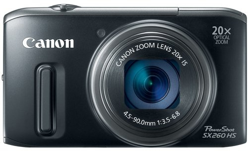 Canon PowerShot SX260 HS 12.1 MP CMOS Digital Camera with 20x Image Stabilized Zoom 25mm Wide-Angle Optical Lens and 1080p HD Video (Black)