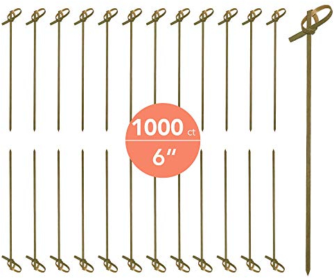JapanBargain 1597x20, Cocktail Picks Appetizer Picks Bamboo Skewers for Snack Sandwich Finger Food Tapas Fruit Kabob BBQ Hors D’oeuvre Twisted End Knotted Bamboo Sticks, 6 inch, 1000pcs