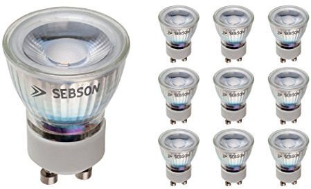 SEBSON LED Lampe GU10 warmweiß 3W 35mm Durchmesser - 10er Set - ersetzt 25W Halogen, GU10 LED Strahler 230V, 250lm, Leuchtmittel Spot 46°, Deckenstrahler ø35 x 47mm