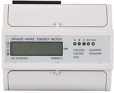 3 Phase KWh Meter,230/400V 5-100A Energy Consumption Digital Electric Power Meter 3 Phase KWh Meter with LCD