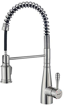 Ibergrif M22135 - Miscelatore da Cucina con Doccetta Estraibile, Rubinetto Monocomando per Lavello, Nichel Spazzolato