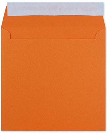 50 Quadratische Brief-Umschläge Orange - 15,5 x 15,5 cm - 120 g/m² Haftklebung stabile Kuverts ohne Fenster - von Ihrem Glüxx-Agent