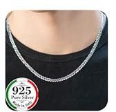 QUADRI Cadena Plata Hombre 925 Eslabones Cubanos 5 mm - Collar Plata Mujer - Artesanía Italiana - 66 cm