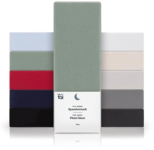 Blumtal® Basics Spannbettlaken 140x200cm Jersey im 2er Set - Baumwolle - Oeko-TEX Zertifiziertes Spannbetttuch - Matratzenbezug - Summergreen - Grün