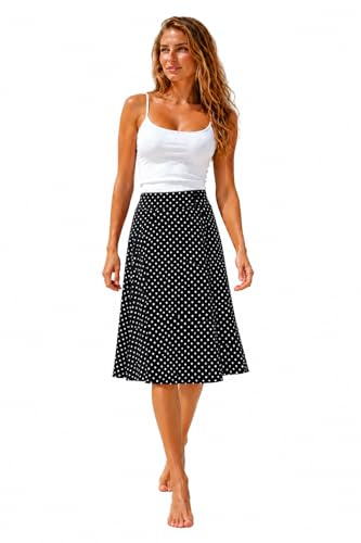 Van Der Rich ® - Gonna Floreale con Elastico in Vita - Donna (Nero Fiore 1, S-M)