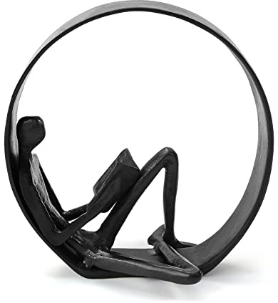 Hanyibao Reading Figurines and Statues - Bookshelf Decorations Objects，Metal Reader Cast Iron Sculpture，Book Lovers Gifts， Modern Art Shelf Décor， Reading Accessories for Book Lovers