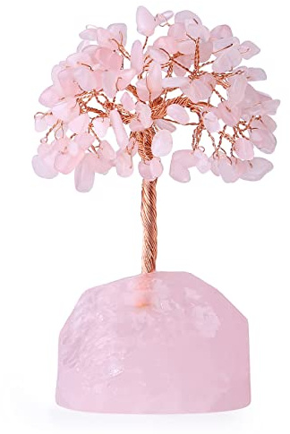 XIANNVXI Rose Quartz Tree Pink Crystal Tree of Life Ornament Reiki Healing Pink Room Decor Cherry Blossom Tree Japanese Decor Desk Ornament