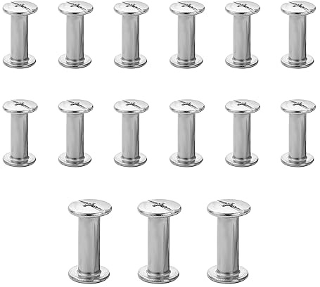 15 Sets Chicago Screw Posts,M5*15mm Rivet Chicago Binding Screws Silver | Metal Rivet Replacement Repair for Bags, Collar, Harness, Luggage, Purse, Dog Lead, Backpack, Belt