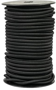 Corde Elastique Tendeur Élastique Noir 6mm 30m, Sandow Elastique pour Tendeur Bache, Bagages, Camping, Kayak, Lacets De Chaussures, Projets De Bricolage (Noir, 6MM X 30M)
