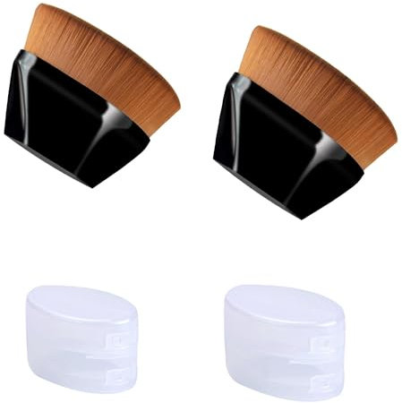 2 Pcs Multifunctional Kabuki Brush - Foundation, Blusher, Powder, Concealer - Portable Case - Blends Liquid, Cream