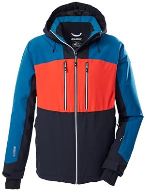killtec Herren Skijacke/Funktionsjacke mit abzippbarer Kapuze und Schneefang KSW 465 MN SKI JCKT, schwarz blau/petrol/schwarz blau/dunkelorange, M, 43450-000