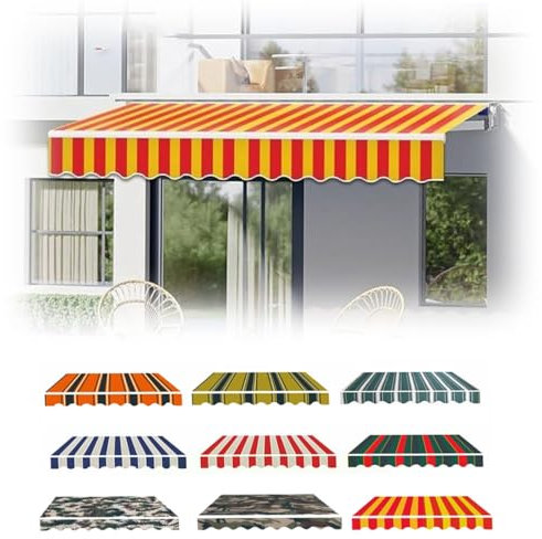 MACAGGTNTU Telo di Ricambio per Tenda da Sole Retrattile 250x200/300x200cm Telo per Tenda da Sole A Bracci da Esterno, Manuali Tessuto per Tende da Sole per Patio(Red,6.5x5ft/200x150cm)