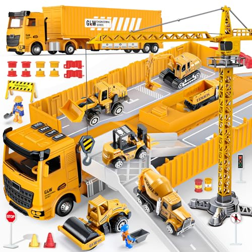 dashfor Toys For 3-7 Year Old Boys: Construction Toys Set Toddler Car Truck Toy - Bulldozer Crane Digger Dump Trucks, Gifts For 3 4 5 6 7 Year Old Boys Girls