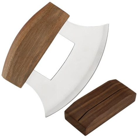 Alaska - Cortador de pizza - Hojas de madera de madera, mango ergonómico anti deslizamiento, helicóptero Ulu de acero inoxidable, cuchillo de cocina pesado, control de picado para comidas diarias