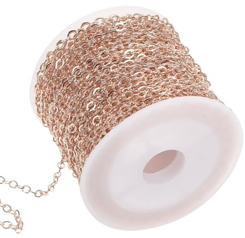 Cabilock Catena di Rame Rosa per Creazione Gioielli 10 Metri con Superficie Liscia e Resistente per Pendenti e Abbigliamento, per Progetti Fai da Te e Accessori Unici