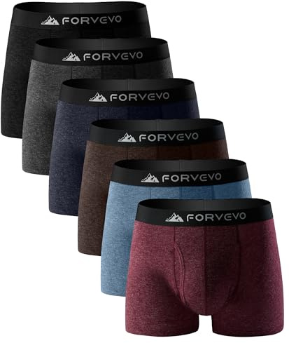 FORVEVO Mens Underwear, Merino Wool Boxer Briefs, Breathable Boxer Shorts, Comfortable Soft Moisture Wicking Underwear with Elastic Waistband 6 Pack (Multicolor01, M)
