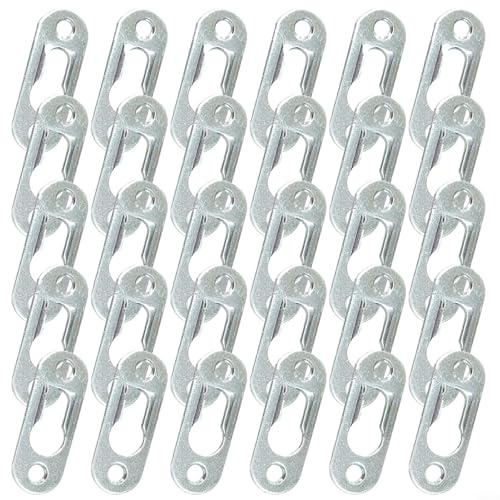 Flat Wall Mount Bracket with Snap Hook for Hanging Mirror Picture Frame and Furniture Iron Metal Construction (30pcs)