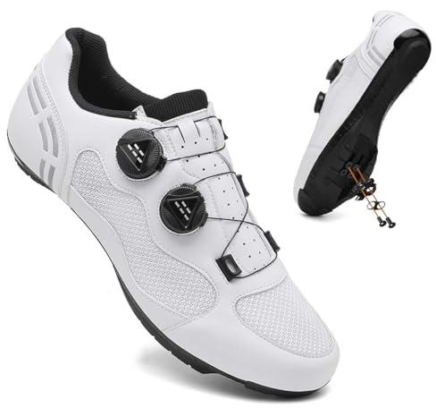 TvzsiY Zapatillas de Ciclismo Montaña Exterior para Hombre Zapatos Bicicleta Respirables Antideslizantes Unisex Adulto Compatible con SPD Pedales 2 Tornillos con Calas