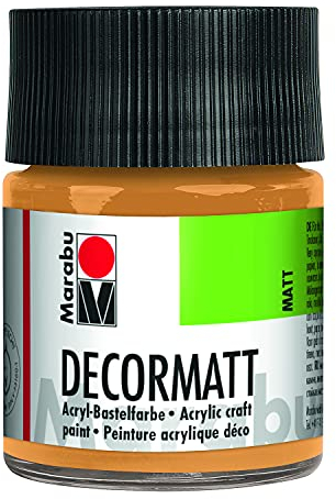 Marabu 14010005784 - Decormatt Acryl Metallic-Gold 784, 50 ml, samtmatte Acrylfarbe auf Wasserbasis, cremig und farbintensiv, speichelfest, wetterfest, zum freien Malen und Schablonieren