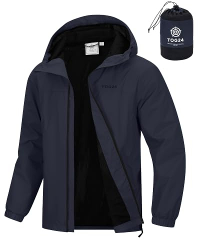 TOG24 Craven Mens Waterproof Packaway Jacket with Bag, Full Length Zip and Adjustable Hood, Breathable, Windproof