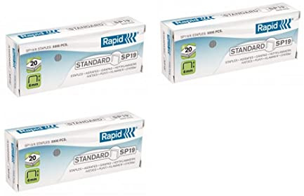 Rapid 24873900 3 x Boîtes de 5000 Agrafes SP19/6 mm Galva