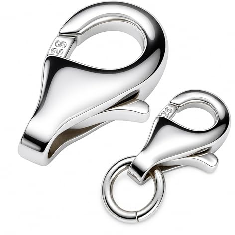 My-Bead Chiusura a moschettone in argento 925 da 11 mm (14 mm) per gioielli, catene, braccialetti, collane, moschettone di ricambio e riparazione fai da te (1 pezzo)