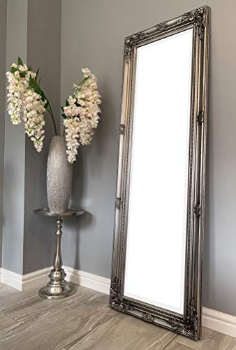 DOWNTON INTERIORS UK Tall Antique Silver Ornate Dressing Wall Mirror - Overall Size: 142 cm x 47 cm (56 x 18 inches)