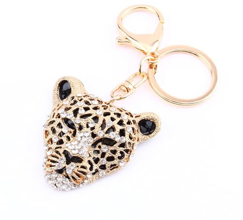 Crystal Leopard Head Keychain, Key Chain Ring, Charm Purse Bag Pendent, Keychain Handbag Decoration, Hantverk