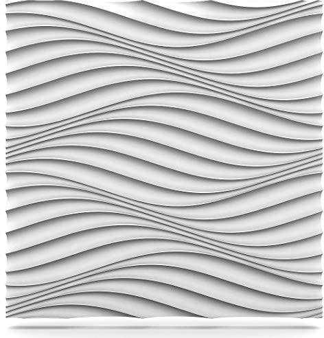 Deccart - 3D Wandpaneele 60x60 cm - Paneele Wand Wall Panels Deko Wandverkleidung Innen Panel Deckenverkleidung Decke Deckenpaneele Platten Styropor EPS-Polystyrol Wind 1.44 m², 4 Stück, weiß