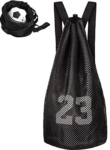 Drawstring Mesh Rucksack, Basketball Sporttasche, Fußball Kordelzug Tasche, Gym Sack Rucksack, Mehrzweck Mesh Rucksack Wasserdichte mit Verstellbarem Riemen, für Basketball, Fitness, Sport, Schwarz
