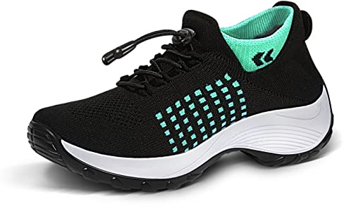 STUNAHOME Orthopedic Sneakers Breathable Women Walking Shoes Slip on Trainers Women's Comfortable Casual Ladies Athletic Shoe Thick Bottom Green