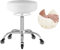 OUTMASTER Rollhocker, bis 180 kg belastbare Arbeitshocker, Rollhocker höhenverstellbar, Rollhocker für Salon und Spa, 360° Drehhocker, Bürohocker aus Leder (Weiß)