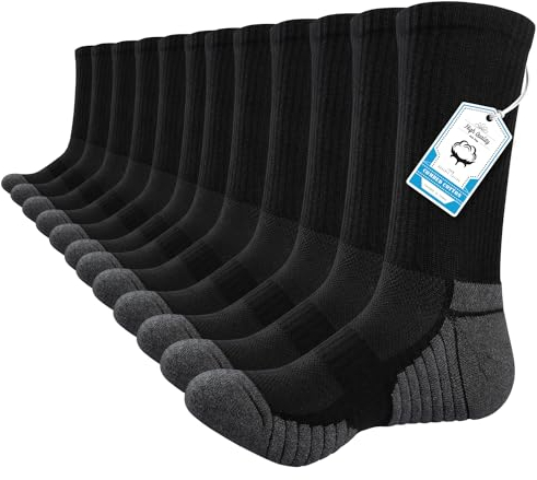TANSTC Sneaker Socken Damen Herren 43-46 Atmungsaktiv Baumwolle Wandersocken Tennissocken Arbeitssocken Winter Wärme Sportsocken Laufsocken Dicke Herrensocken 35-38 39-42 43-46 47-50 Schwarz 6 Paar
