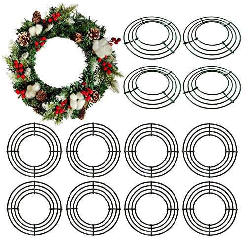 Thealyn 12 Pack 25cm Metal Wreath Frame Wire Wreath Rings for Christmas New Year Party Home Decor Crafts Supplies (10 Inch)