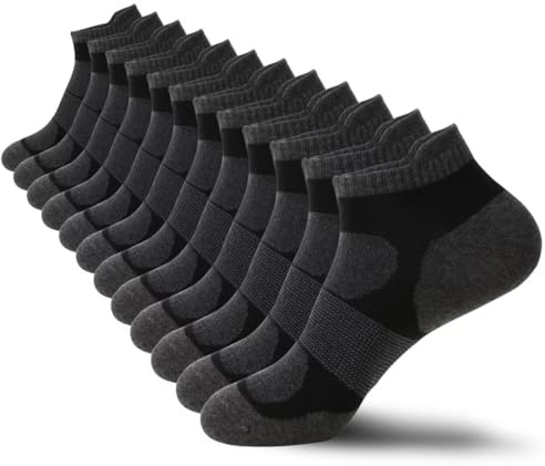 YOJOOM Calcetines de entrenamiento para hombres y mujeres, calcetines de tobillo transpirables de algodón de corte bajo, calcetines antideslizantes con soporte de arco, calcetines deportivos para